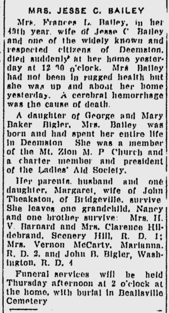 Frances Bailey obit
